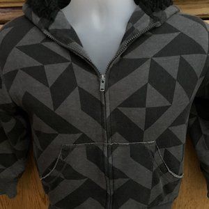 TONY HAWK Zip Up Hoodie Sherpa Lined Boys Youth Size 8 Black Gray
